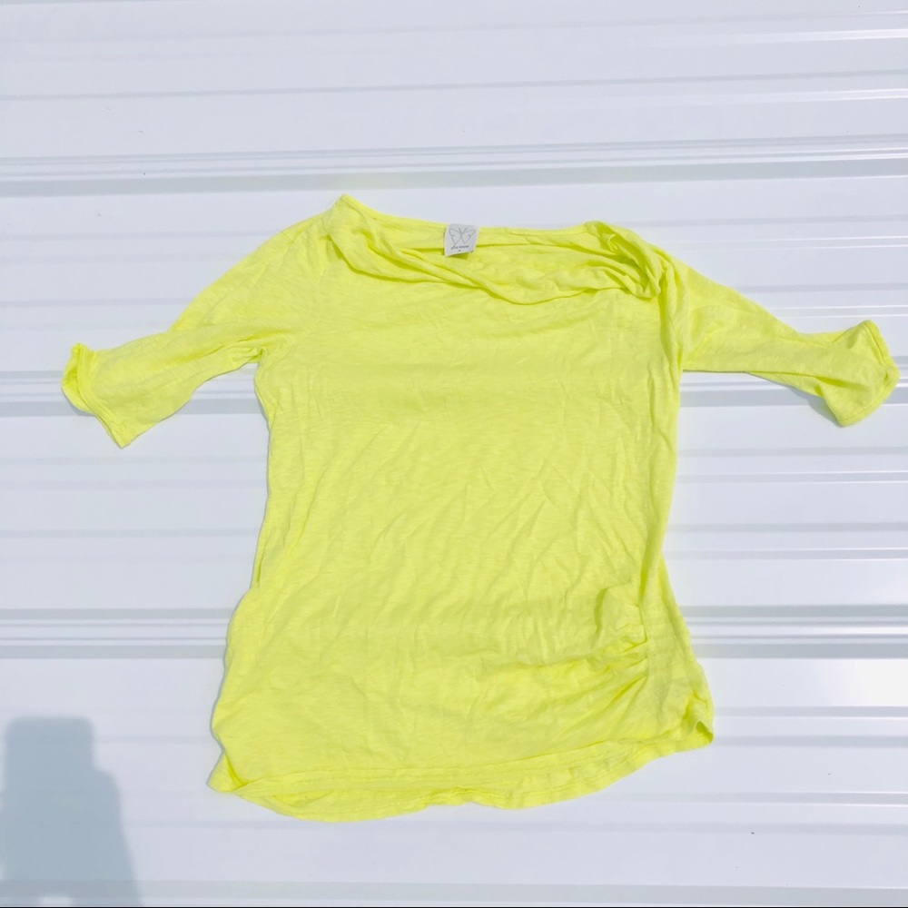 Ella Moss Neon Yellow Wide Neck Tee